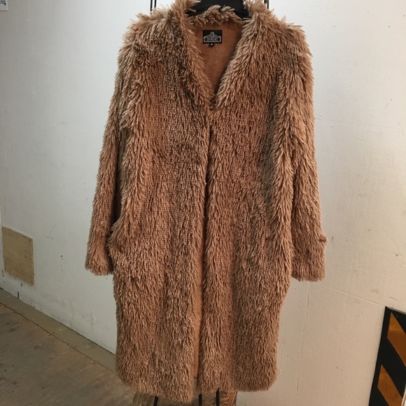 vintage y2k angie faux fur shaggy long coat duster sz m - Picture 1 of 11